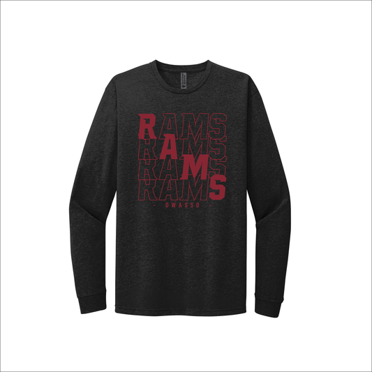 Owasso Rams - Screen Print RAMS Diagonal Stacked - Long Sleeve Tee