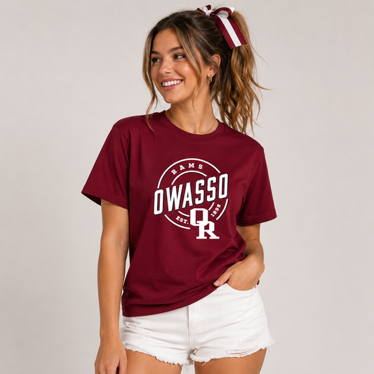 Owasso Rams – Screen Print Vintage OR Circle Tee
