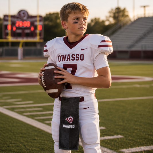 Owasso Rams - Embroidered Ram Owasso - Football Towel (Black)