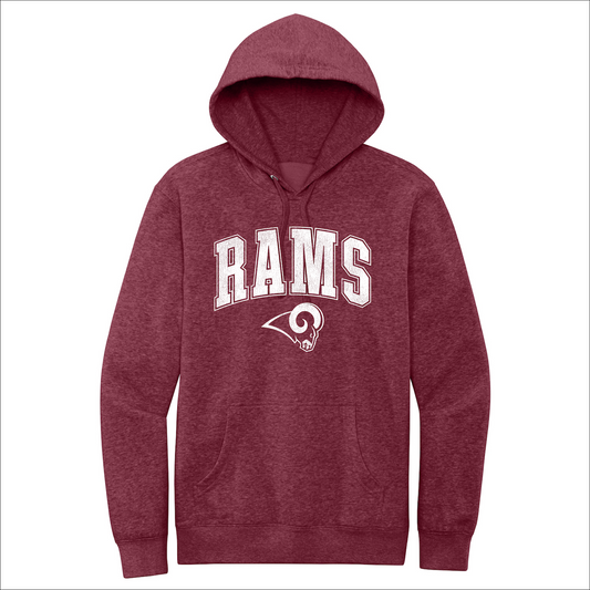 Owasso Rams - Screen Print Distressed Rams Collegiate Block - Fleece Hoodie