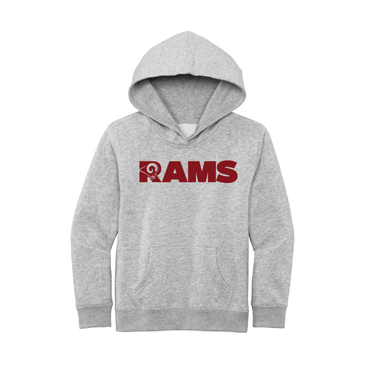 Owasso Rams - Screen Print Ram in "R"ams  - Youth Hoodie (Grey)