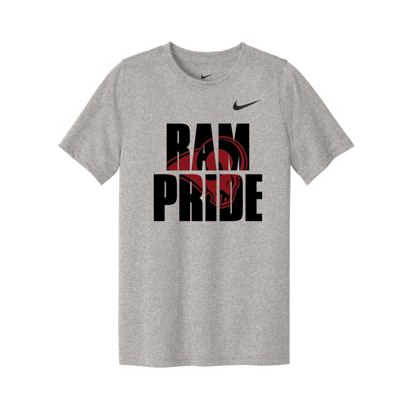 Owasso Rams - Screen Print Ram Pride - Youth Nike Legend Tee (Grey)