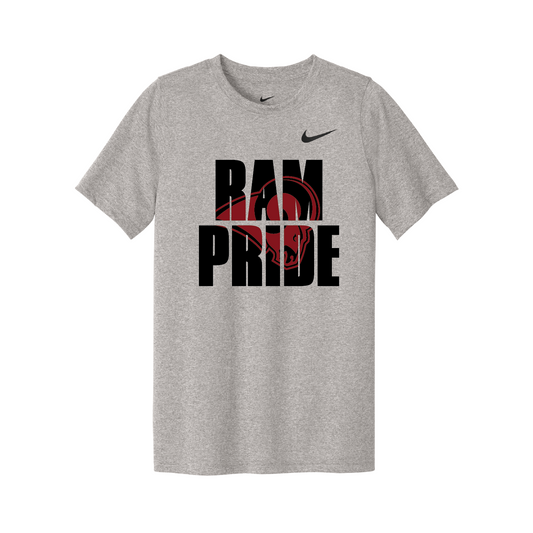 Owasso Rams - Screen Print Ram Pride - Youth Nike Legend Tee (Grey)