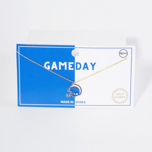 Enamel Football Helmet Dainty Necklace - Blue White