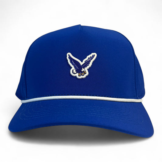 Rejoice Eagles - 3D Rubber Patch Fly Eagle - Rope Snapback Hat (Royal/White)