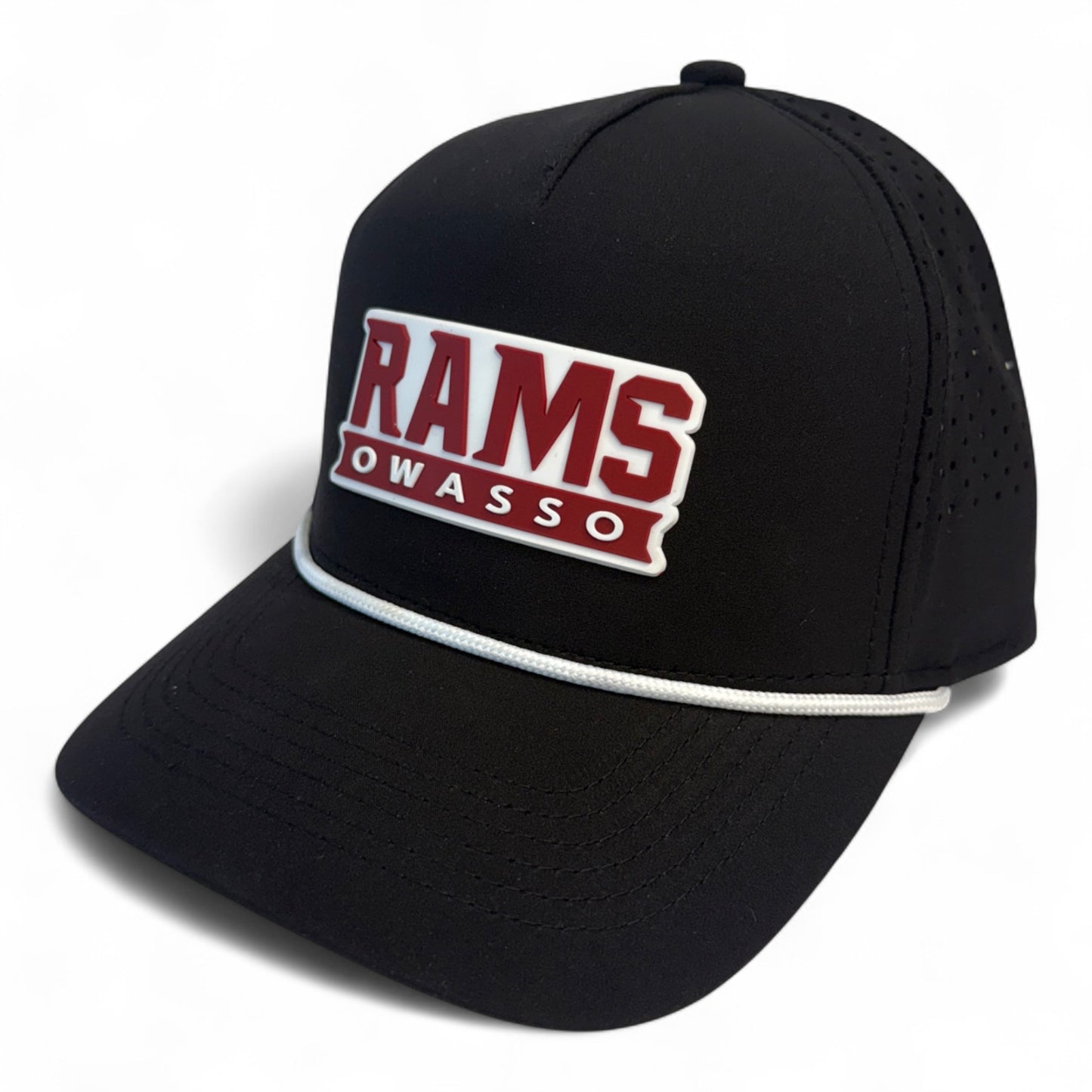 Owasso Rams - 3D Rubber Patch Rams Owasso - Rope Snapback Perforated Hat