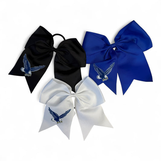 Rejoice Eagles - Digital Transfer Fly Eagle - Large Ribbon Bow on Ponytail Holder