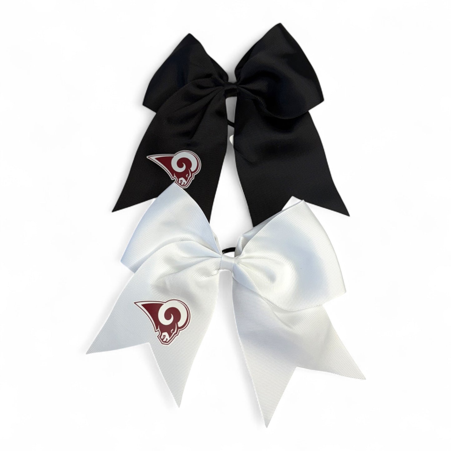 Owasso Rams - Digital Transfer Ram - Large Ribbon Bow on Ponytail Holder