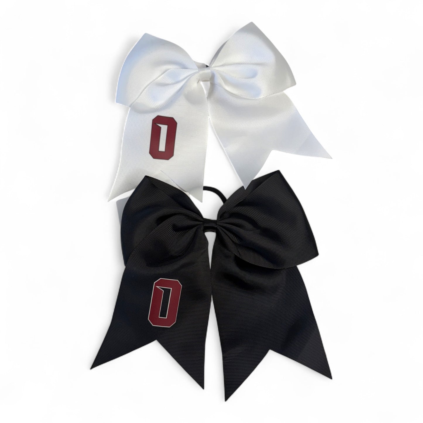 Owasso Rams - Digital Transfer O - Large Ribbon Bow on Ponytail Holder