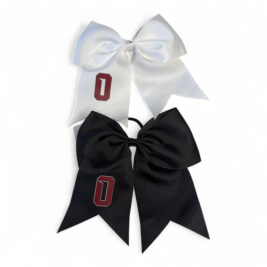 Owasso Rams - Digital Transfer O - Large Ribbon Bow on Ponytail Holder