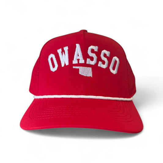 Owasso Rams - Embroidered Owasso Arch and State Design - Perforated Rope Snapback Hat