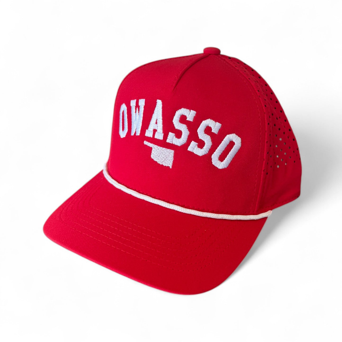 Owasso Rams - Embroidered Owasso Arch and State Design - Perforated Rope Snapback Hat