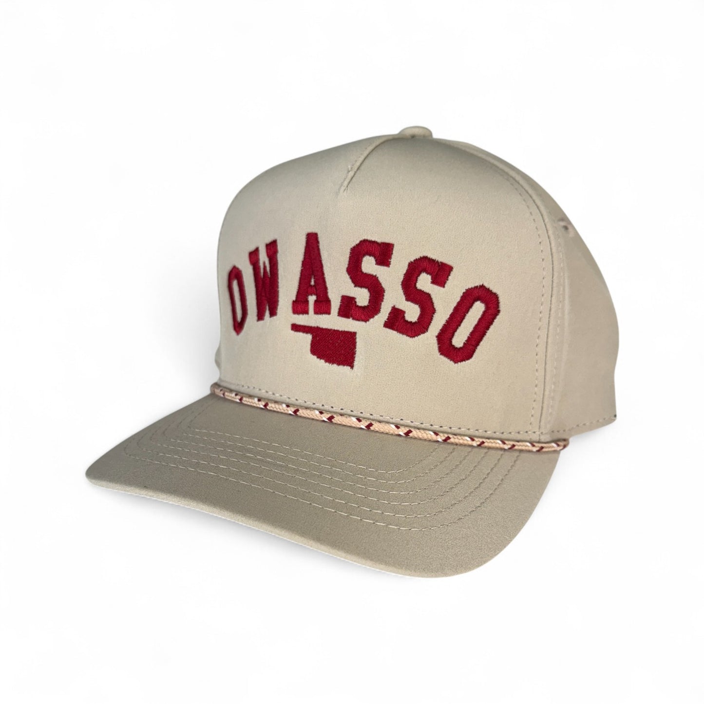 Owasso Oklahoma - Embroidered Arch and State Design - Rope Snapback Hat