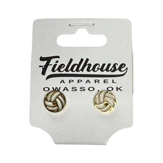 Volleyball Stud Earrings – Stainless Steel – Gold