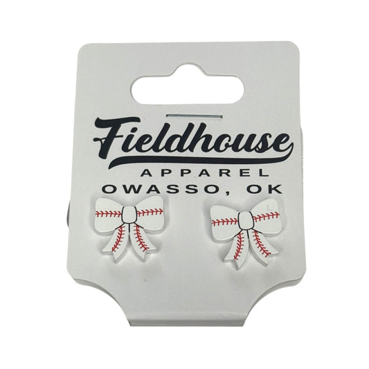 Baseball Bow Stud Earrings