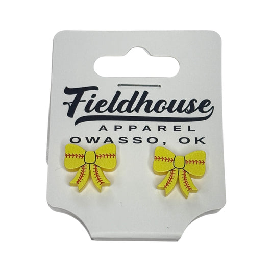 Softball Bow Stud Earrings