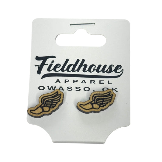 Track and Field Stud Maple Wood Earrings