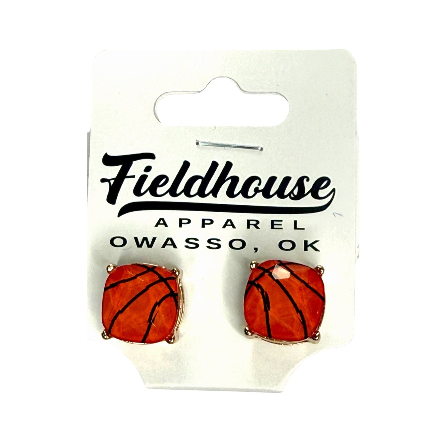 Basketball Rectangle Stud Earrings