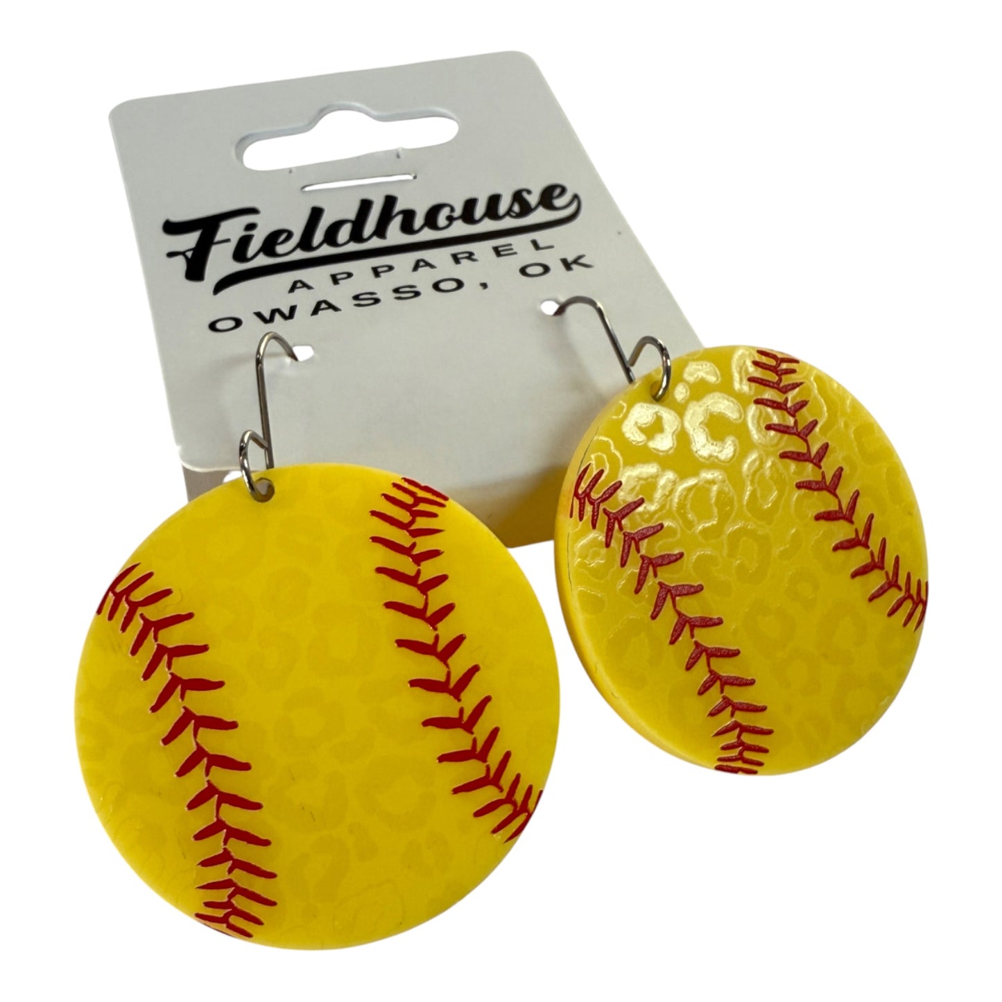 Softball Leopard Dangle Earrings