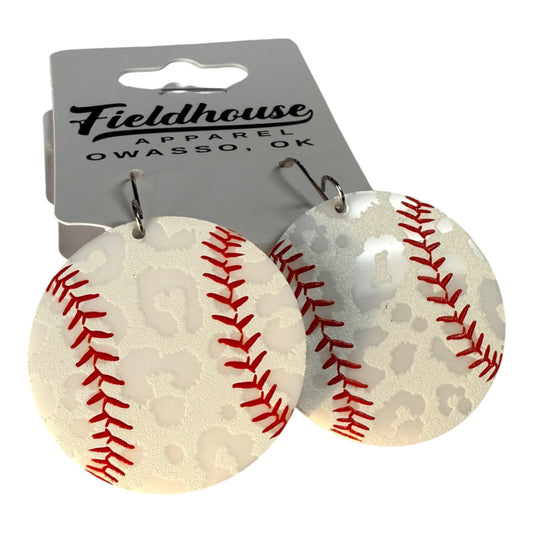 Baseball Leopard Dangle Earrings