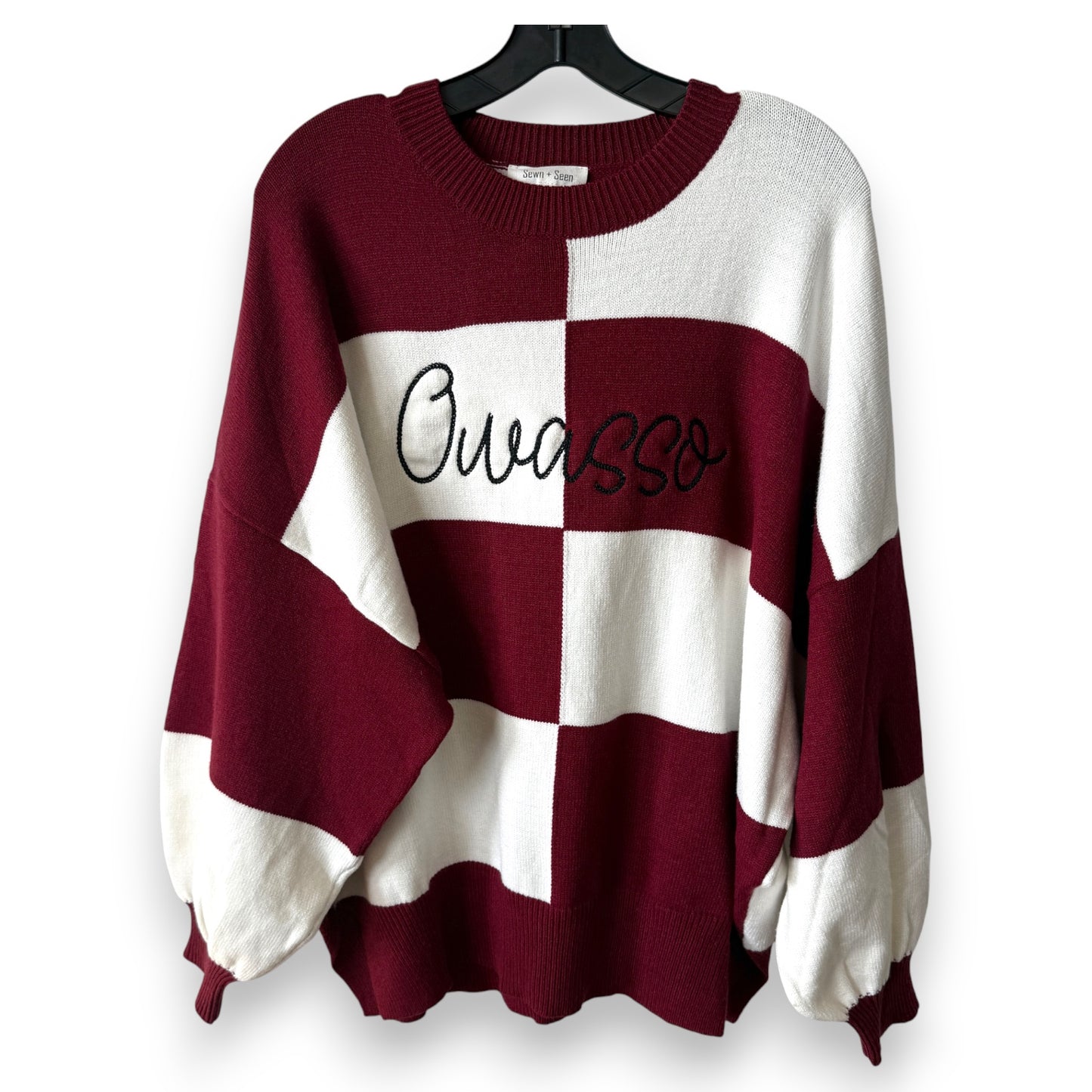 Owasso Rams - Owasso Chain Script - Checkered Sweater