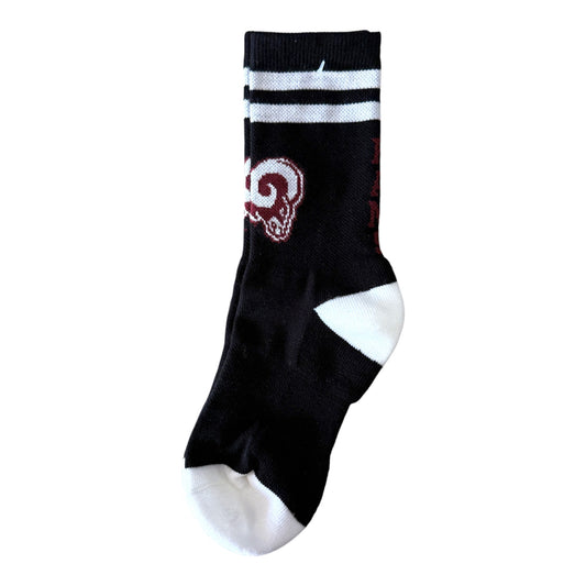 Owasso Rams - Rams Black Logo - Crew Socks