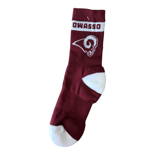 Owasso Rams - Owasso Rams Cardinal - Crew Socks
