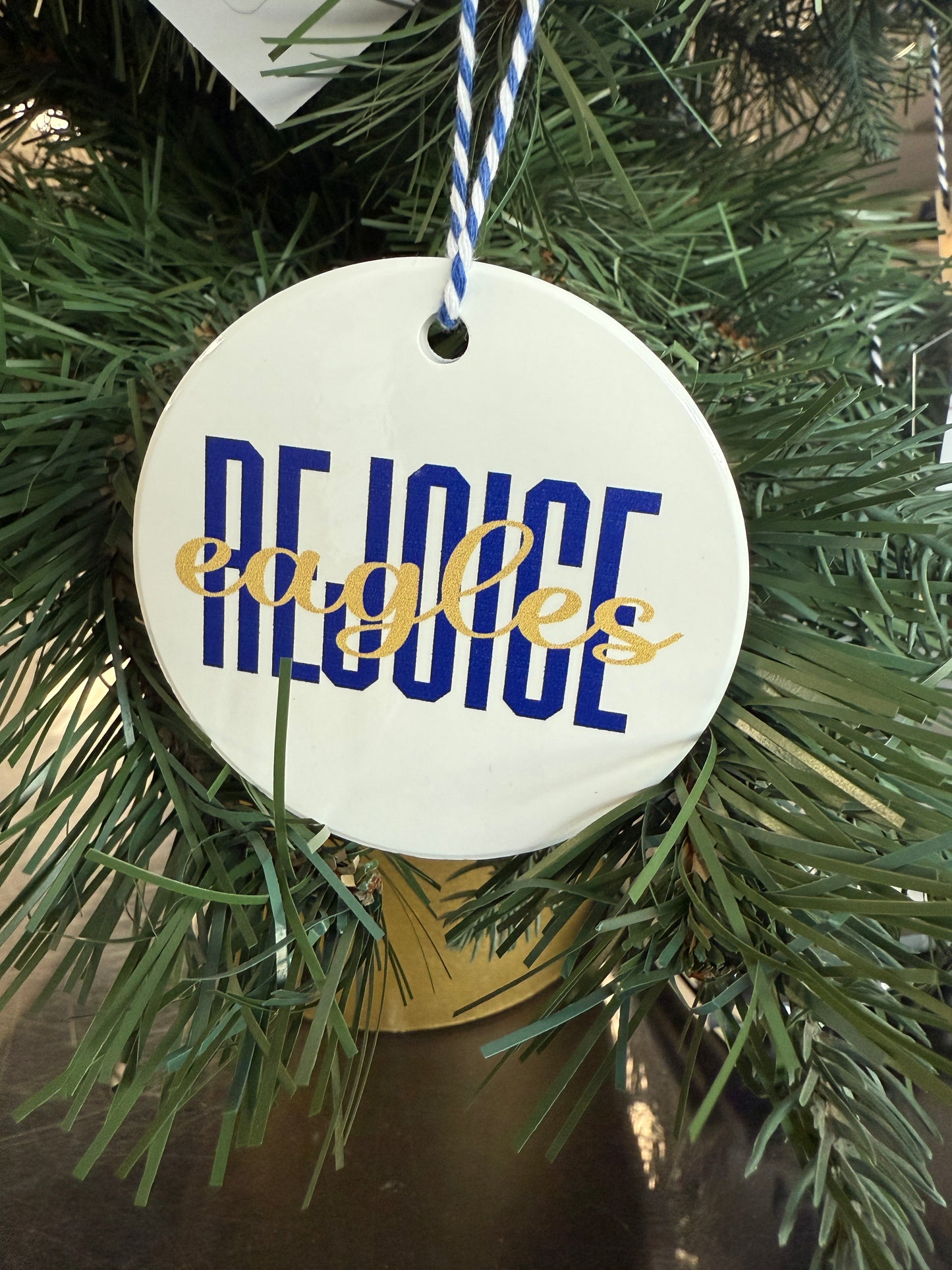Rejoice Eagles - Sublimated Rejoice Eagles Script Overlay - Ceramic Ornament