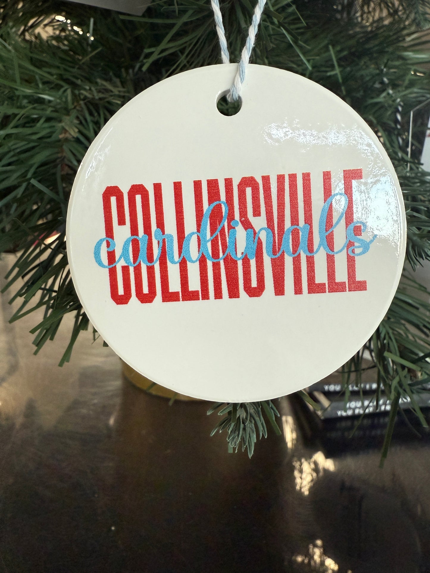 Collinsville Cardinals - Sublimated Collinsville Cardinals Script Overlay - Ceramic Ornament