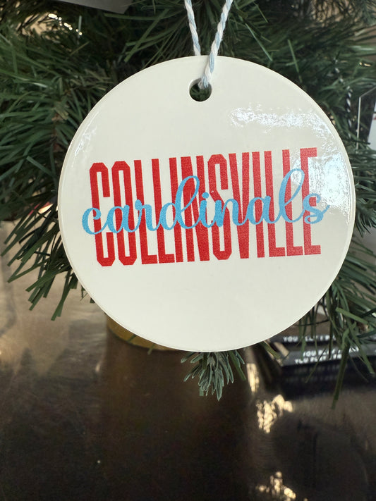 Collinsville Cardinals - Sublimated Collinsville Cardinals Script Overlay - Ceramic Ornament