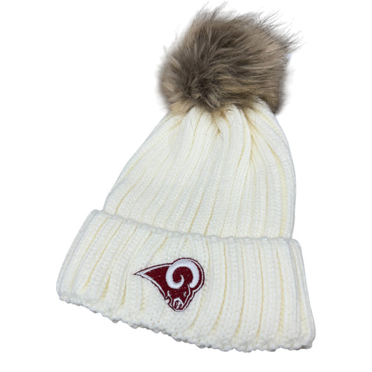 Owasso Rams- Embroidered Ram - Faux Fur Pom Beanie