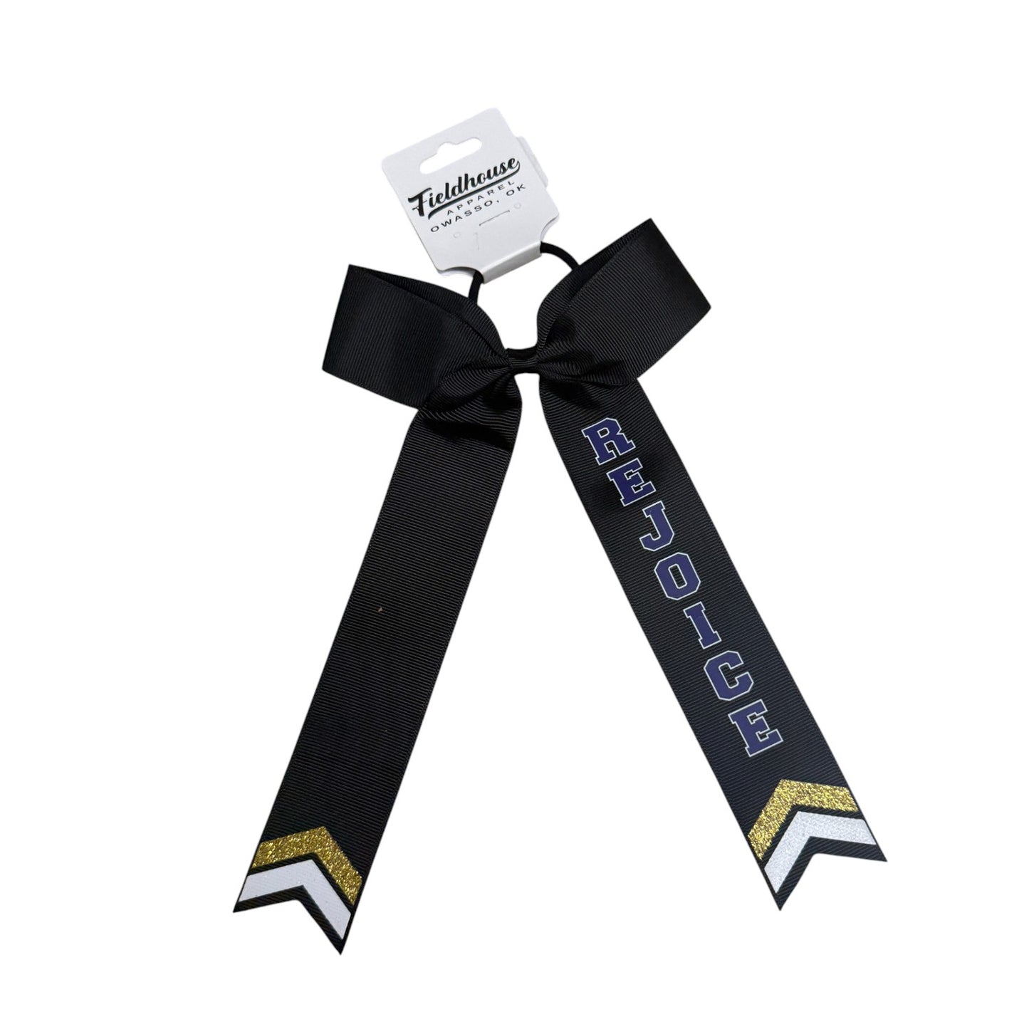 Rejoice Eagles - Digital Transfer Rejoice - Long Tail Ribbon Bow on Ponytail Holder