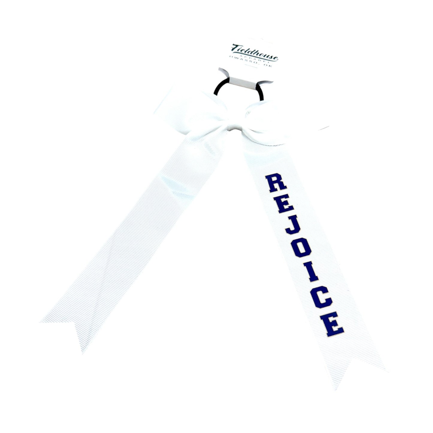 Rejoice Eagles - Digital Transfer Rejoice - Long Tail Ribbon Bow on Ponytail Holder