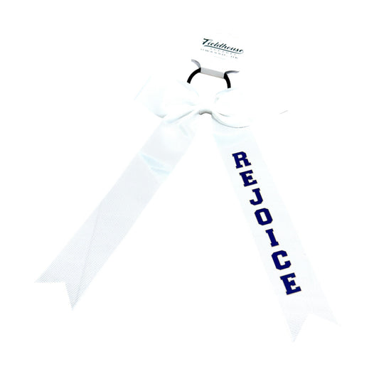 Rejoice Eagles - Digital Transfer Rejoice - Long Tail Ribbon Bow on Ponytail Holder