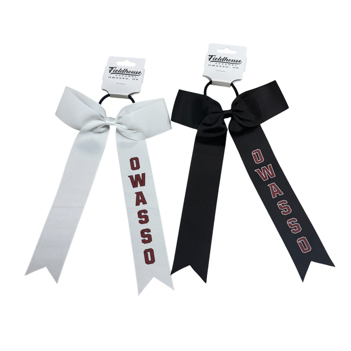 Owasso Rams - Digital Transfer Owasso - Long Tail Ribbon Bow on Ponytail Holder