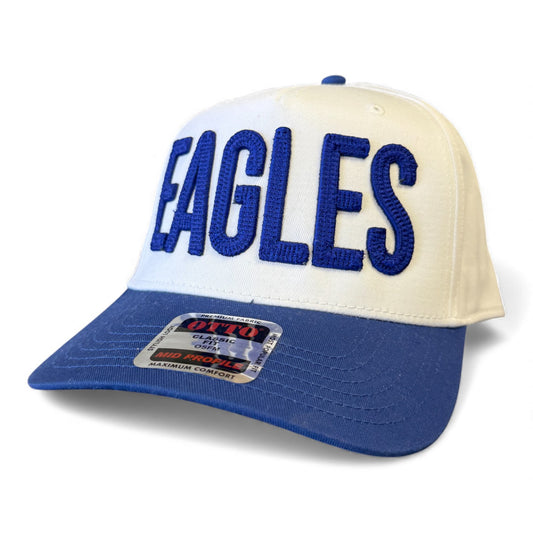Rejoice Eagles - 3D Embroidered Chain Stitch Eagles - Otto 5-Panel Snapback Hat (White/Blue)