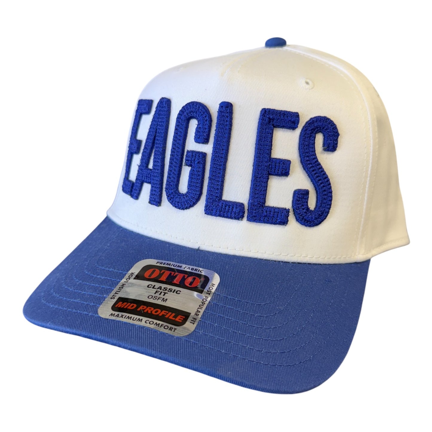 Rejoice Eagles - 3D Embroidered Chain Stitch Eagles - Otto 5-Panel Snapback Hat (White/Blue)