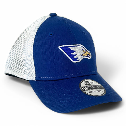 Rejoice Eagles - Embroidered Athletic Eagle - Youth New Era Flexfit Hat (Blue/White)