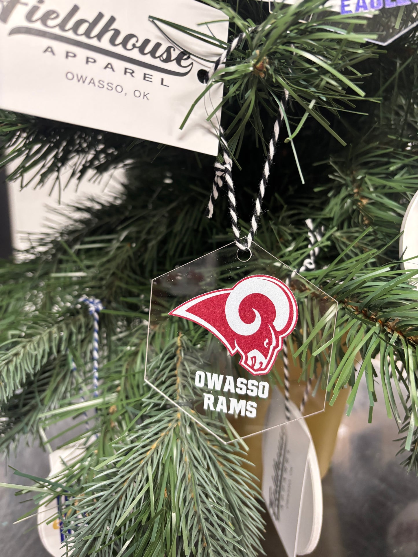 Owasso Rams - Sublimated Rams Logo Owasso Rams - Acrylic Hexagon Ornament