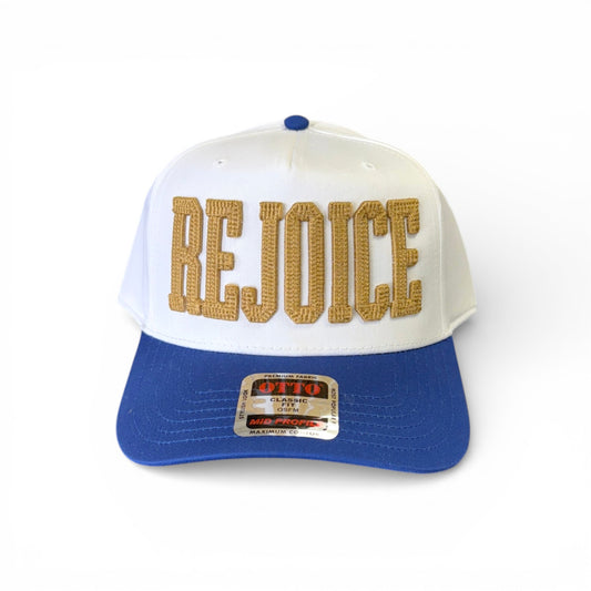 Rejoice Eagles - 3D Embroidered Chain Stitch REJOICE - Otto 5-Panel Snapback Hat (White/Blue)
