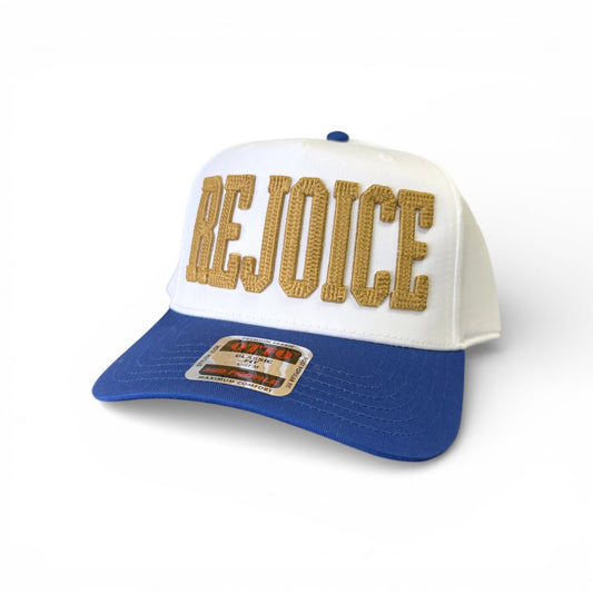 Rejoice Eagles - 3D Embroidered Chain Stitch REJOICE - Otto 5-Panel Snapback Hat (White/Blue)