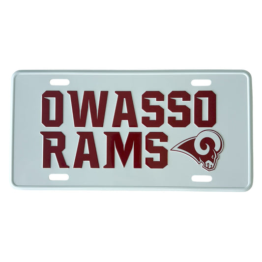 Owasso Rams Embossed License Plate