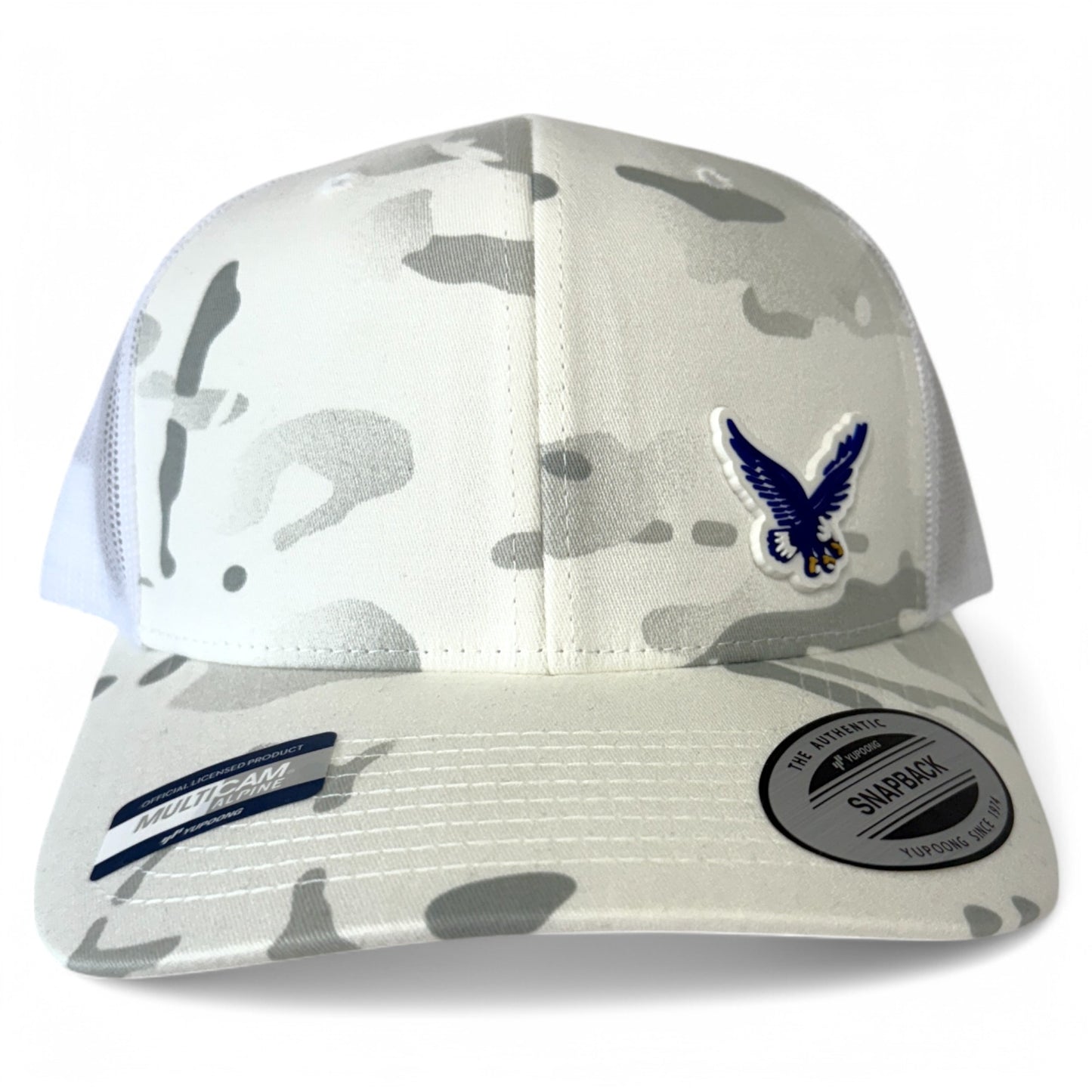 Rejoice Eagles - 3D Rubber Patch Eagle - Trucker Snapback Hat (MultiCam/Alpine White)