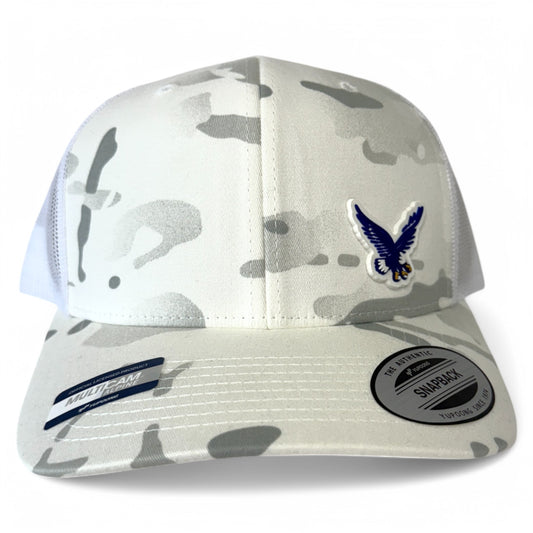 Rejoice Eagles - 3D Rubber Patch Eagle - Trucker Snapback Hat (MultiCam/Alpine White)