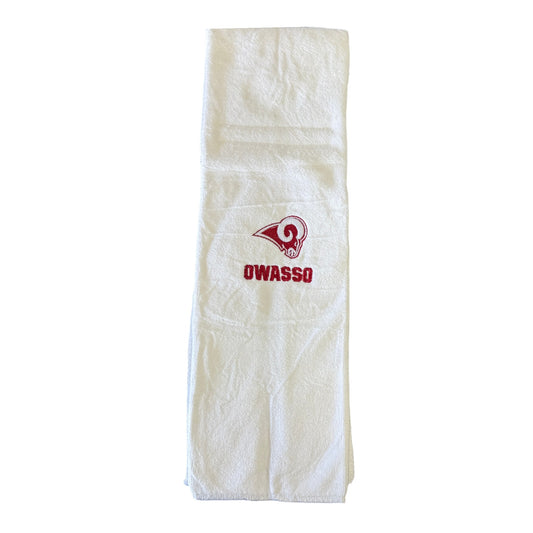 Owasso Rams - Embroidered Ram Owasso - Football Towel (White)