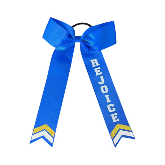 Rejoice Eagles - Digital Transfer Rejoice - Long Tail Ribbon Bow on Ponytail Holder