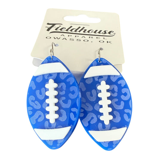 Football Leopard Dangle Earrings Blue