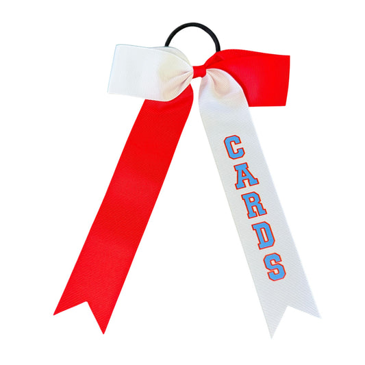 Collinsville Cardinals - Digital Transfer Cards- Long Tail 2 Color Ribbon Bow on Ponytail Holder