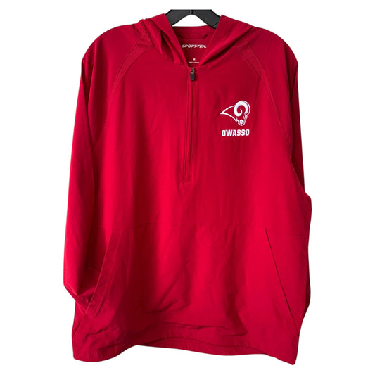 Owasso Rams - Embroidered Ram Logo Owasso - 1/2 Zip Repeat Hooded Long Sleeve Pullover