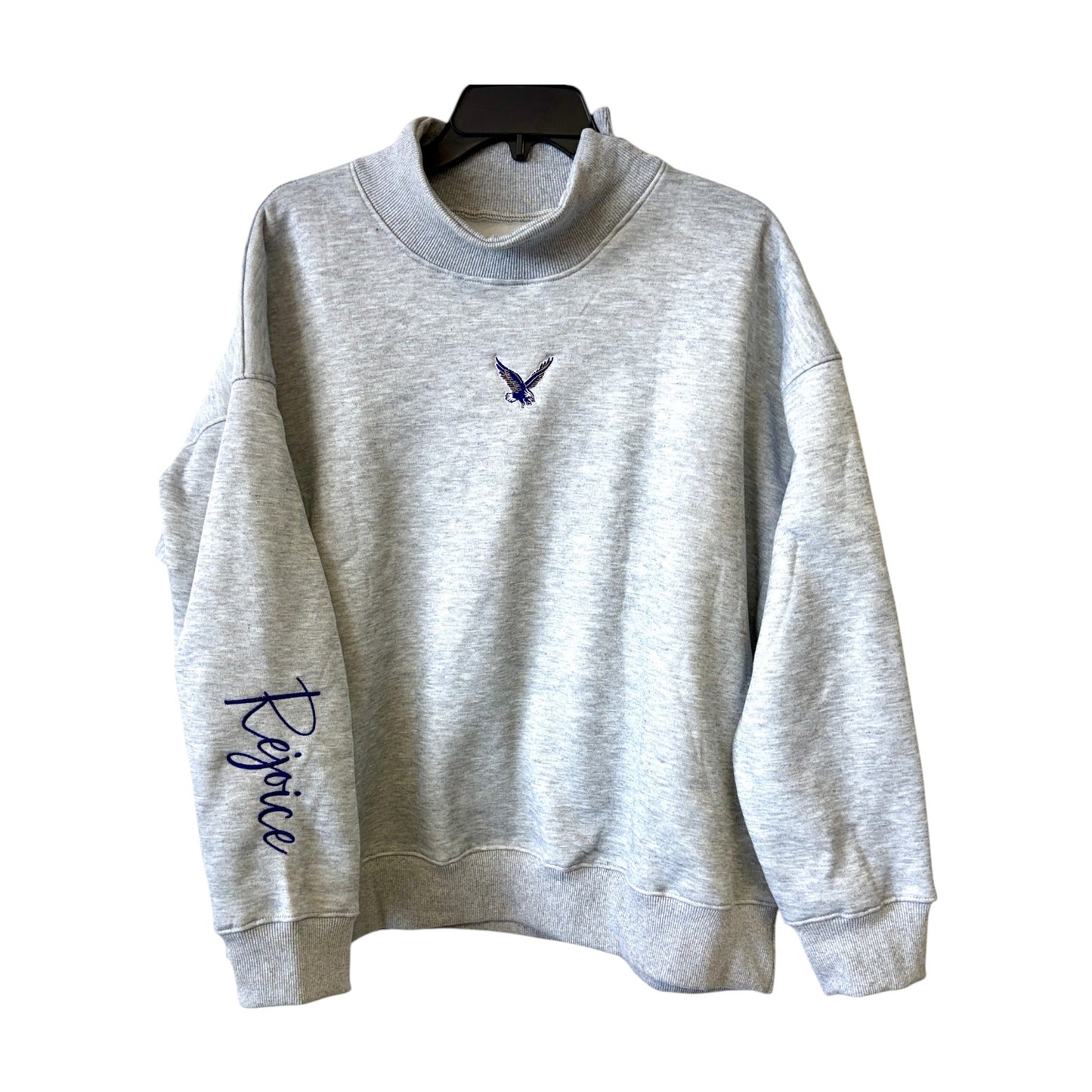 Rejoice Eagles - Embroidered Fly Eagle Rejoice Sleeve - Mockneck Sweatshirt